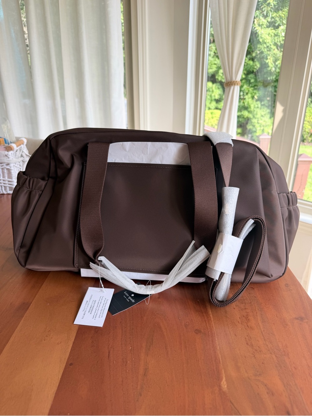 🤎 NWT Kate Spade Carter Nylon Large Weekender Hot Fudge KL968 - Picture 6 of 13